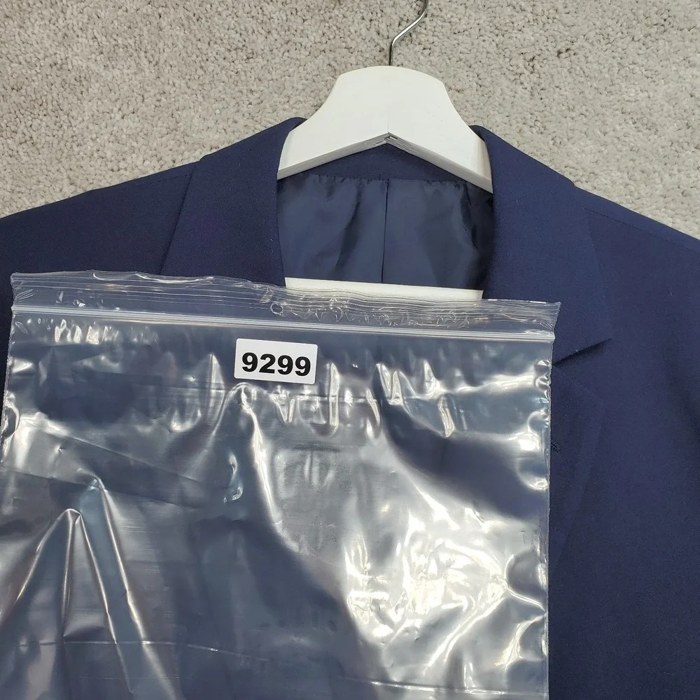 John Blair Signature Blazer Jacket Men 44 Blue Rayon Notch Lapel Single Breasted